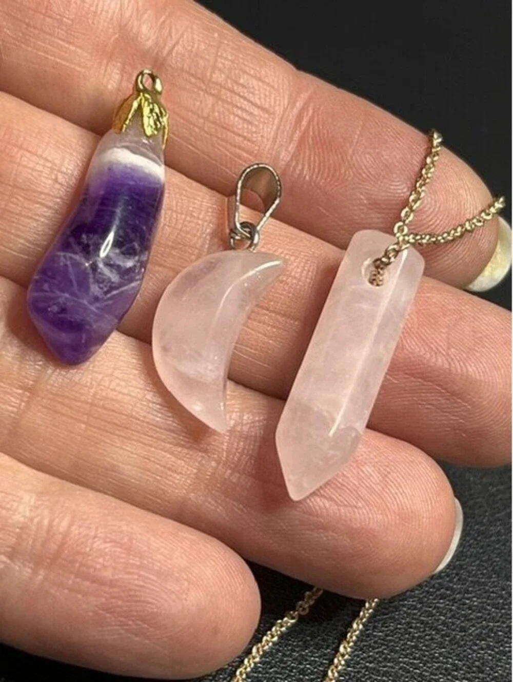 B6614 5pc Natural Amethyst Geode Slice Pendant Silver Tone Bail Crystal Jewelry